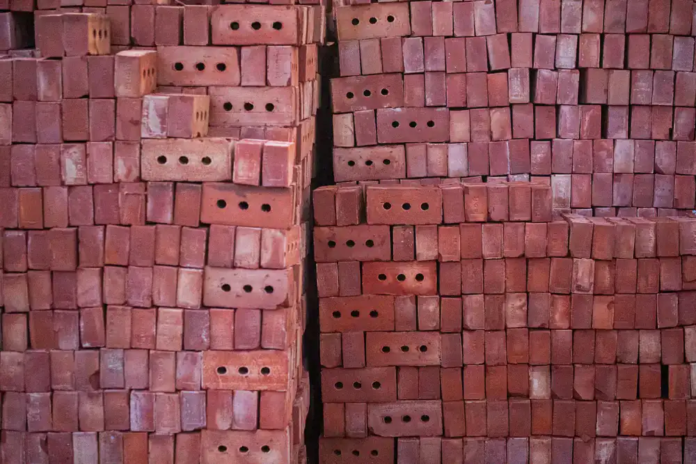 Stacked mushroom substrate blocks ready for incubation